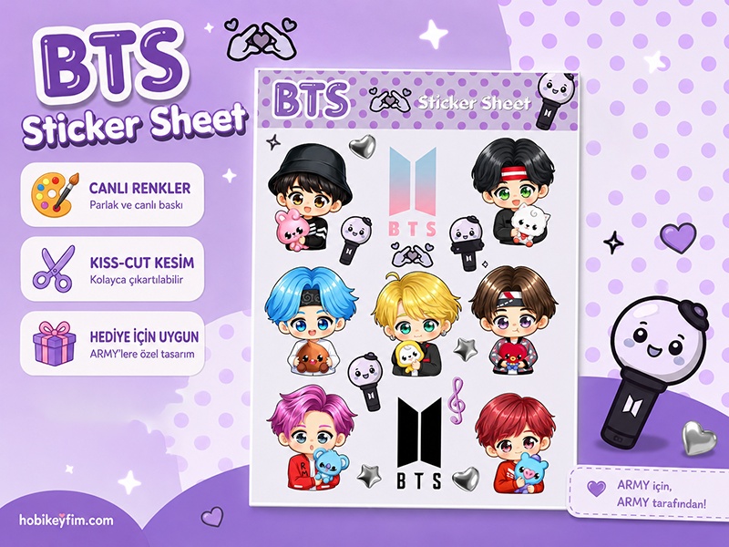 BTS Sticker Sheet-Kawaii Chibi BTS Sticker