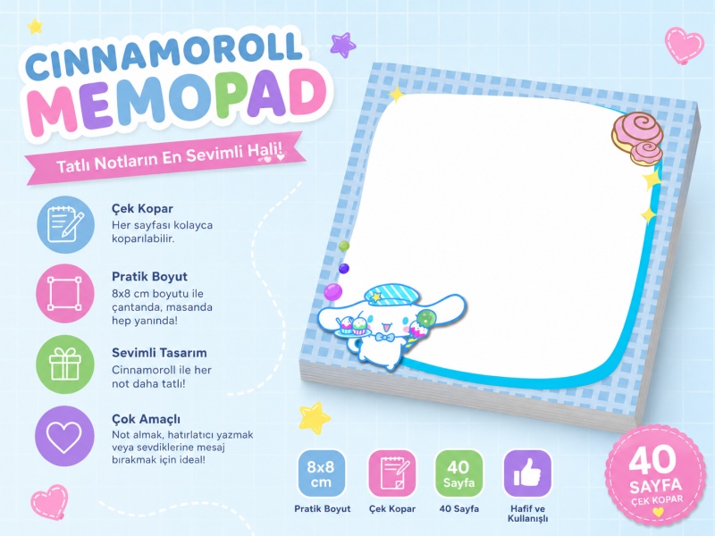 Cinnamoroll Memopad  – Tatlı Notların En Sevimli Hali
