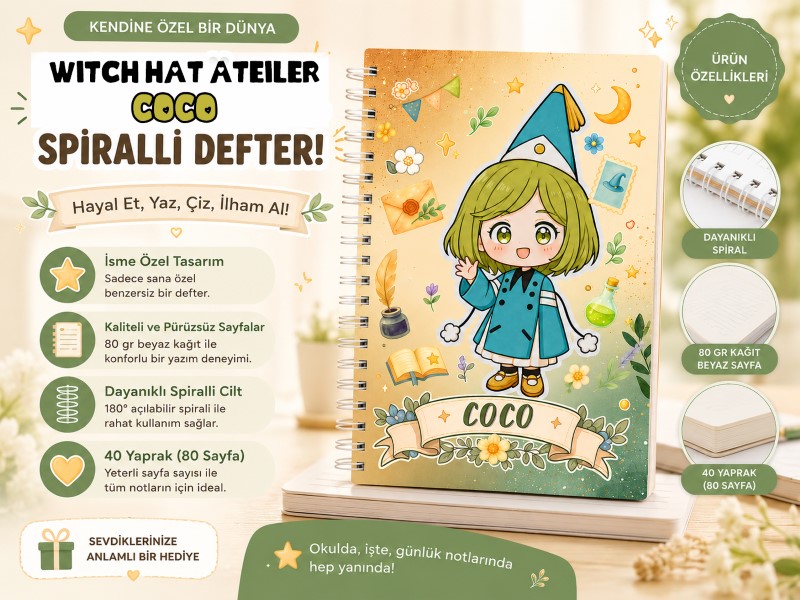 Coco Spiralli Defter – Anime Temalı Chibi Tasarım Defter
