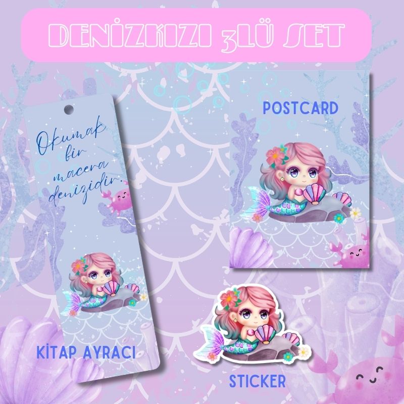 Deniz Kızı Temalı 3’lü Set 