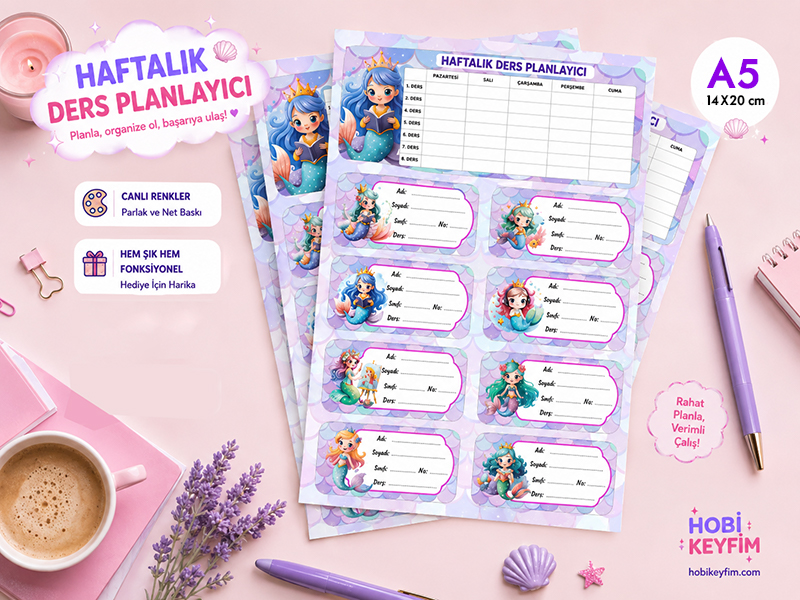 Deniz Kızı Temalı Haftalık Program Planlayıcı