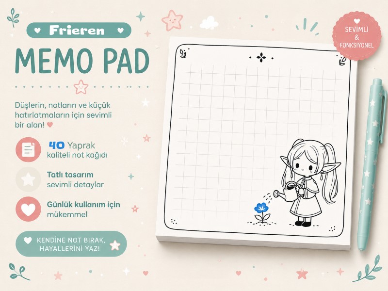 Frieren Memo Pad – Hobikeyfim Anime Karakterli Sevimli Not Defteri