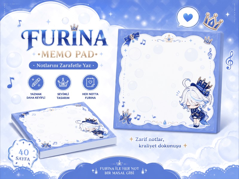Furina Memo Pad | Anime Temalı Sevimli Not Kağıdı