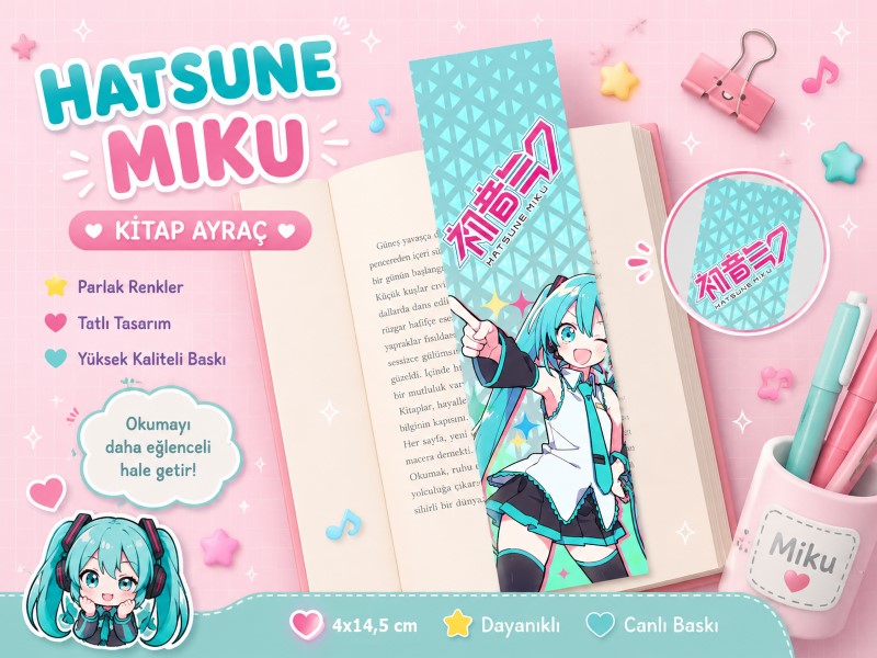 Hatsune Miku Kitap Ayracı | Anime Bookmark | Kawaii Kitap Ayracı | Hobi Keyfim