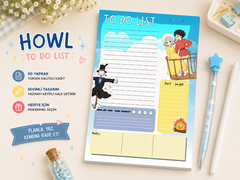 Howl Moving Castle To Do List - Anime Günlük Planlayıcı