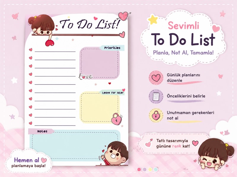 Kawaii  To Do List Not Defteri | Kawaii Planlayıcı Not Defteri