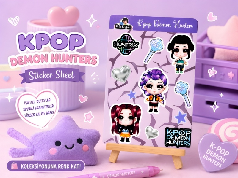 KPOP Demon Hunters Sticker Sheet | Kawaii K-Pop Sticker Seti | Rumi, Mira, Zoey Sticker 