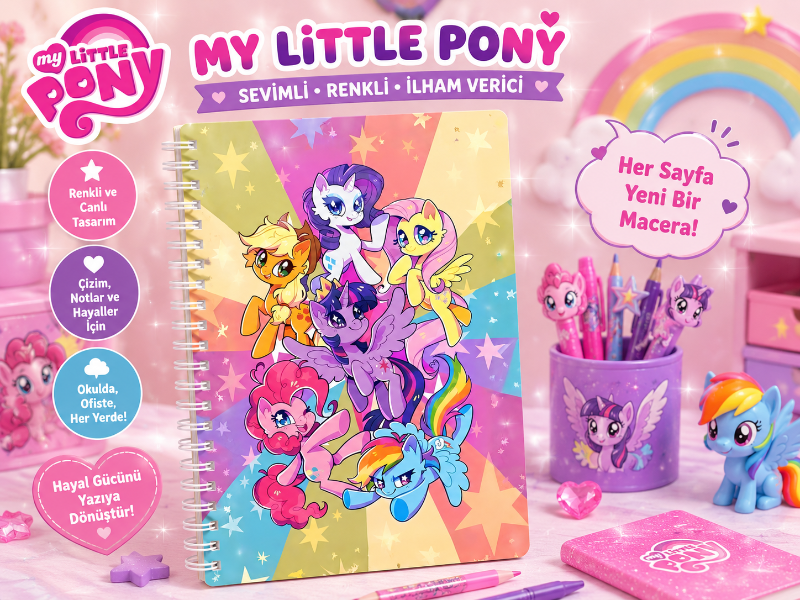 My Little Pony Spiral Defter – Renkli ve Sevimli Pony Tasarımlı Defter