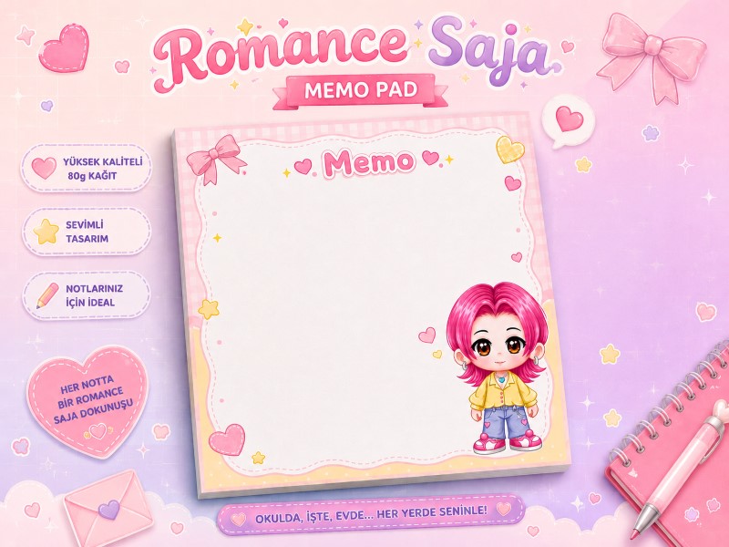 Romance Saja Memo Pad | Kawaii K-Pop Not Kağıdı | Sevimli Memo Pad | Hobi Keyfim
