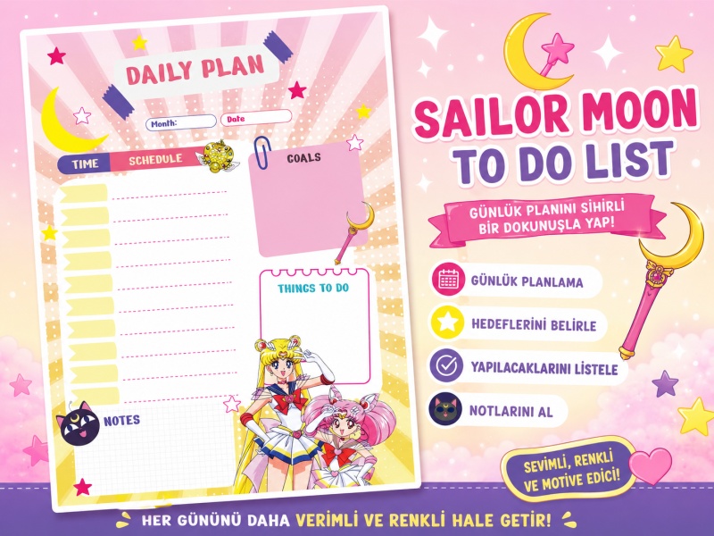 Sailor Moon Daily Planner  | Günlük Planlayıcı To Do List Memo Pad 