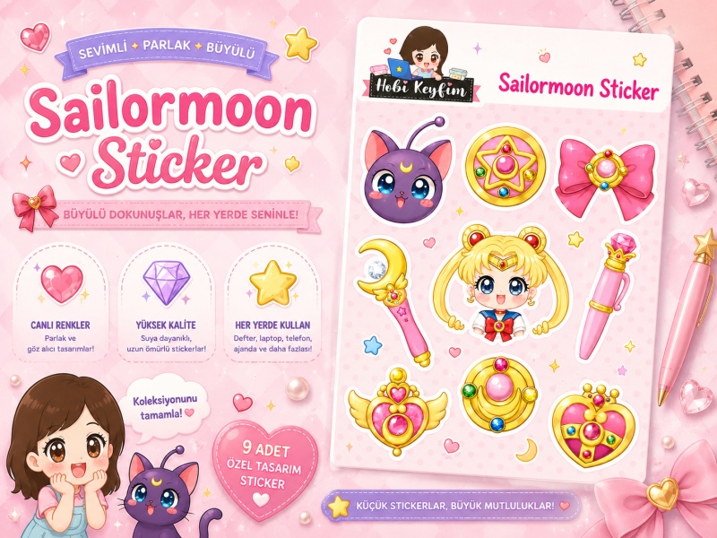 Sailor Moon Sticker Seti - Kawaii Anime Sticker 