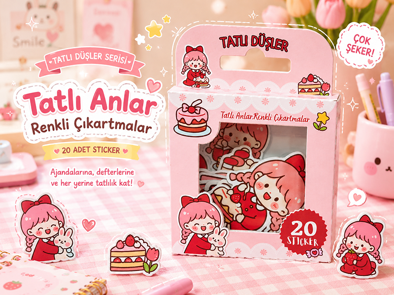 Tatlı Düşler Sticker Seti | 20'li Kawaii Die Cut Sticker