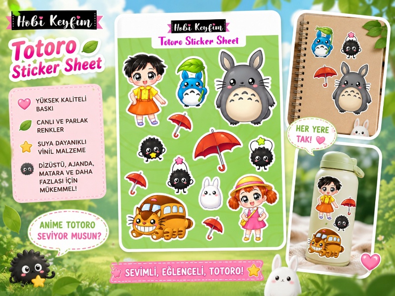 Totoro Sticker Sheet | Kawaii Anime Çıkartma Seti