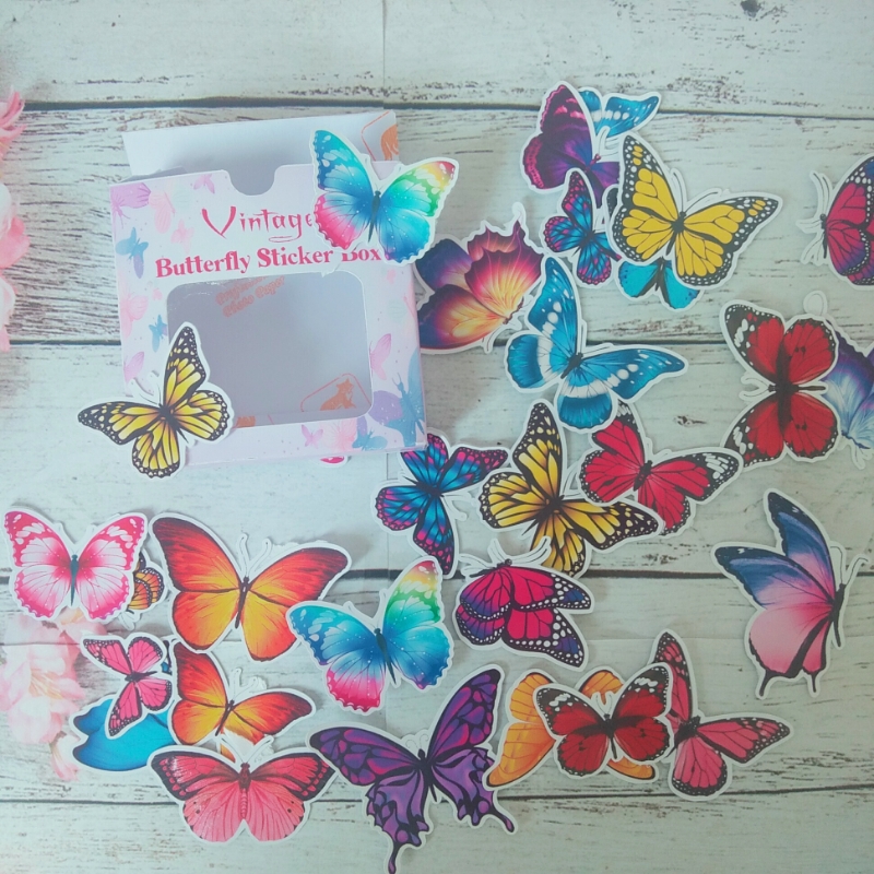 Vintage Butterfly Sticker Box