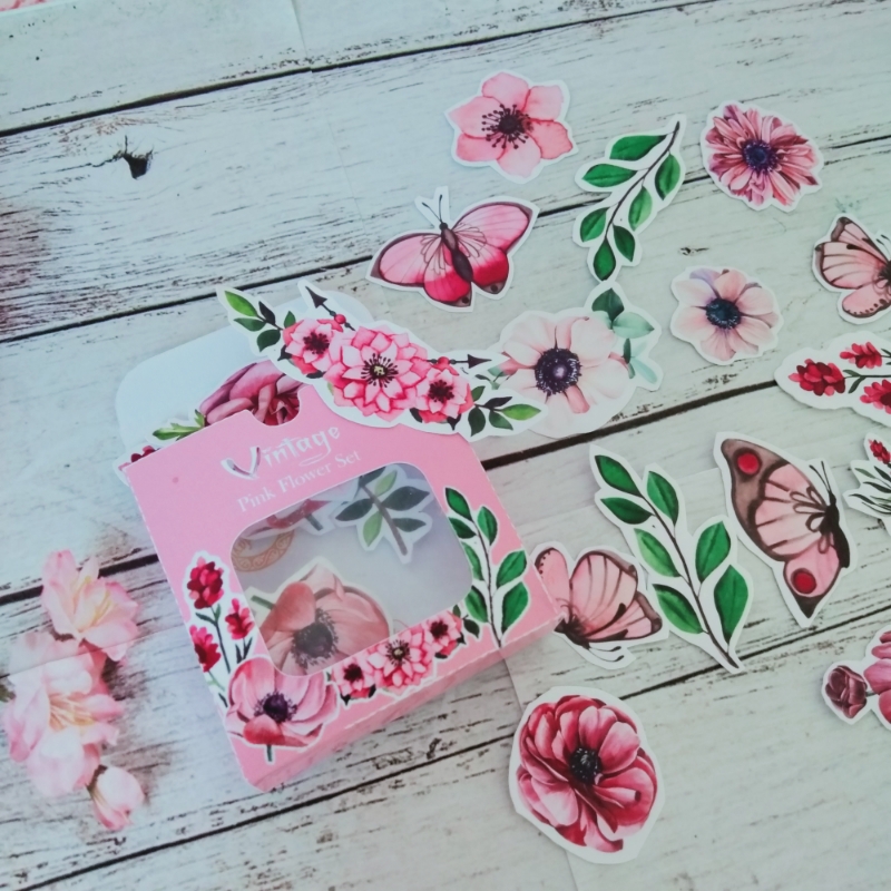 Vintage Pink Flower Sticker Set